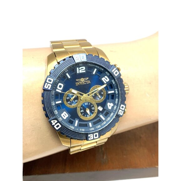 Invicta Men's Watch 24604 Pro Diver Quartz Chronograph Gold Steel Blue Dial 48mm - Picture 13 of 16